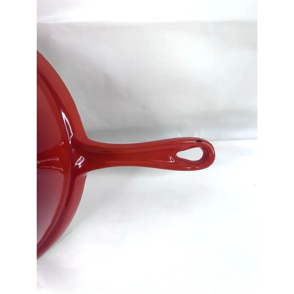 Technique Enameled Cast Iron Sauce Pan Vintage Red Orange MCM